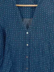 Vorschaubild 2 von Damen Bluse Langarm Gr. 34/XS Blau Gepunktet Baumwolle