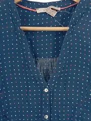 Vorschaubild 3 von Damen Bluse Langarm Gr. 34/XS Blau Gepunktet Baumwolle