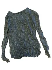 Vorschaubild 4 von Damen Bluse Langarm Gr. 34/XS Blau Gepunktet Baumwolle