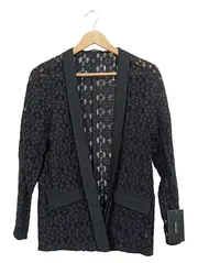 Vorschaubild 1 von Spitzenkleid Elegant Lochmuster Spitze Langarm Schwarz Gr. 38 M