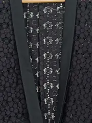 Vorschaubild 2 von Spitzenkleid Elegant Lochmuster Spitze Langarm Schwarz Gr. 38 M