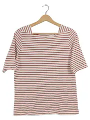 Vorschaubild 1 von TCM Damen T-Shirt Gr. 42/XL Gestreift Rot Weiß Baumwolle Stretch Basic Shirt