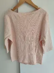 Vorschaubild 3 von Damen Shirt Rippstrick Rosa Gr. M Knopfleiste 3/4-Arm