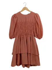 Vorschaubild 1 von Damen Freizeitkleid Gr. 36/S Braun Raffungen Volants Boho