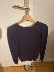 Vorschaubild 2 von Herren Pullover V-Ausschnitt Gr. L Blau Meliert Baumwolle Langarm
