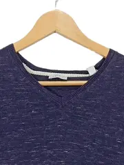 Vorschaubild 3 von Herren Pullover V-Ausschnitt Gr. L Blau Meliert Baumwolle Langarm