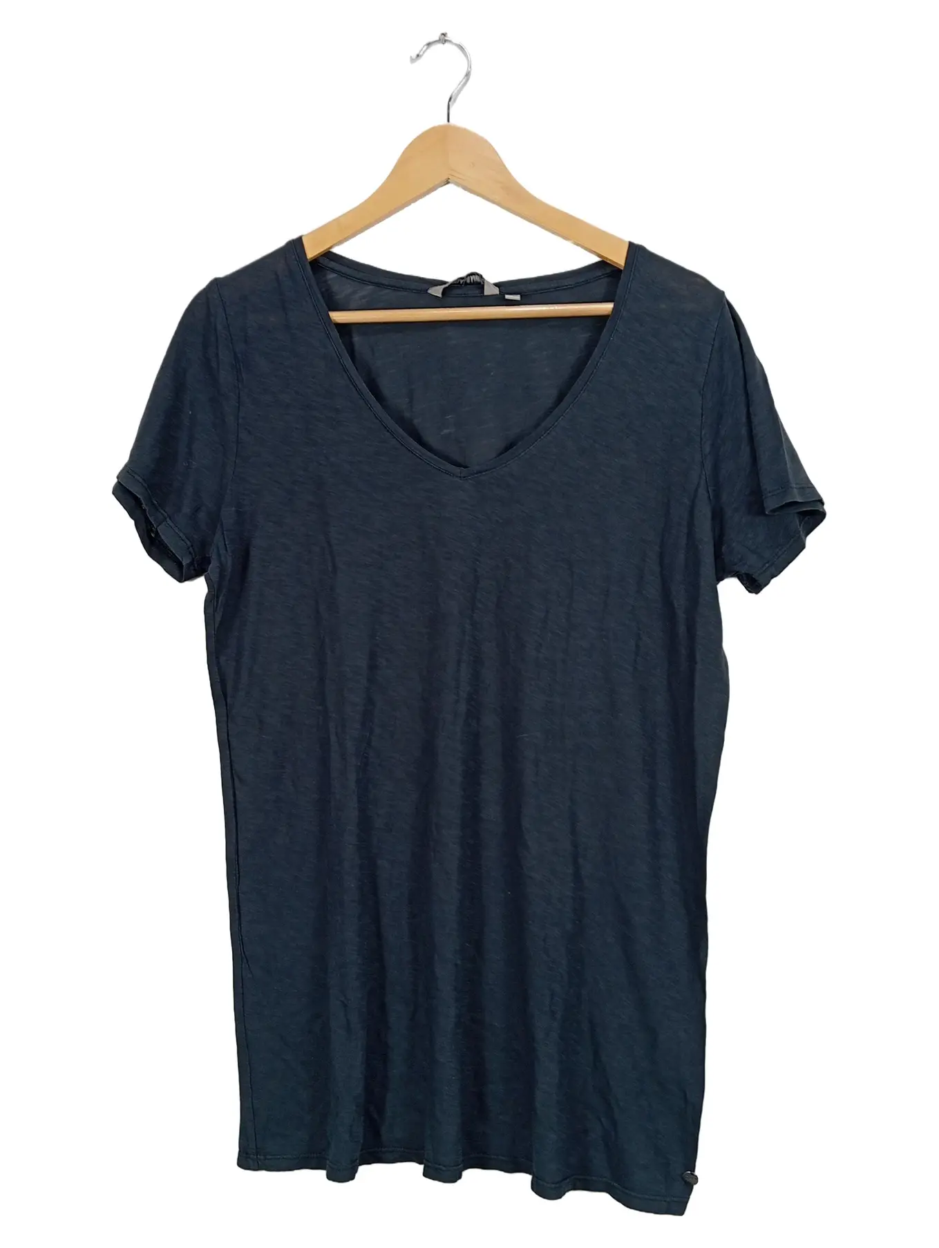 GARCIA Jeans Damen T-Shirt Kurzarm Baumwolle Basic Blau Gr. 42/XL