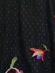 Vorschaubild 7 von Damen Langarmshirt Gr. 36/S Schwarz Blumenstickerei Mesh