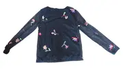 Vorschaubild 3 von Damen Langarmshirt Gr. 36/S Schwarz Blumenstickerei Mesh