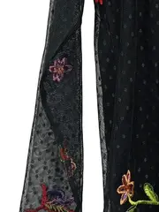 Vorschaubild 6 von Damen Langarmshirt Gr. 36/S Schwarz Blumenstickerei Mesh