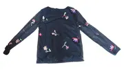 Vorschaubild 9 von Damen Langarmshirt Gr. 36/S Schwarz Blumenstickerei Mesh