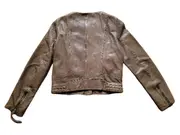Vorschaubild 2 von Lederjacke Damen Gr. 40 Braun Echtleder Bikerjacke
