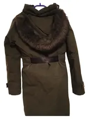 Vorschaubild 2 von Damen Parka Winterjacke Mantel Kapuze Fellbesatz Grün Gr. 34 XS