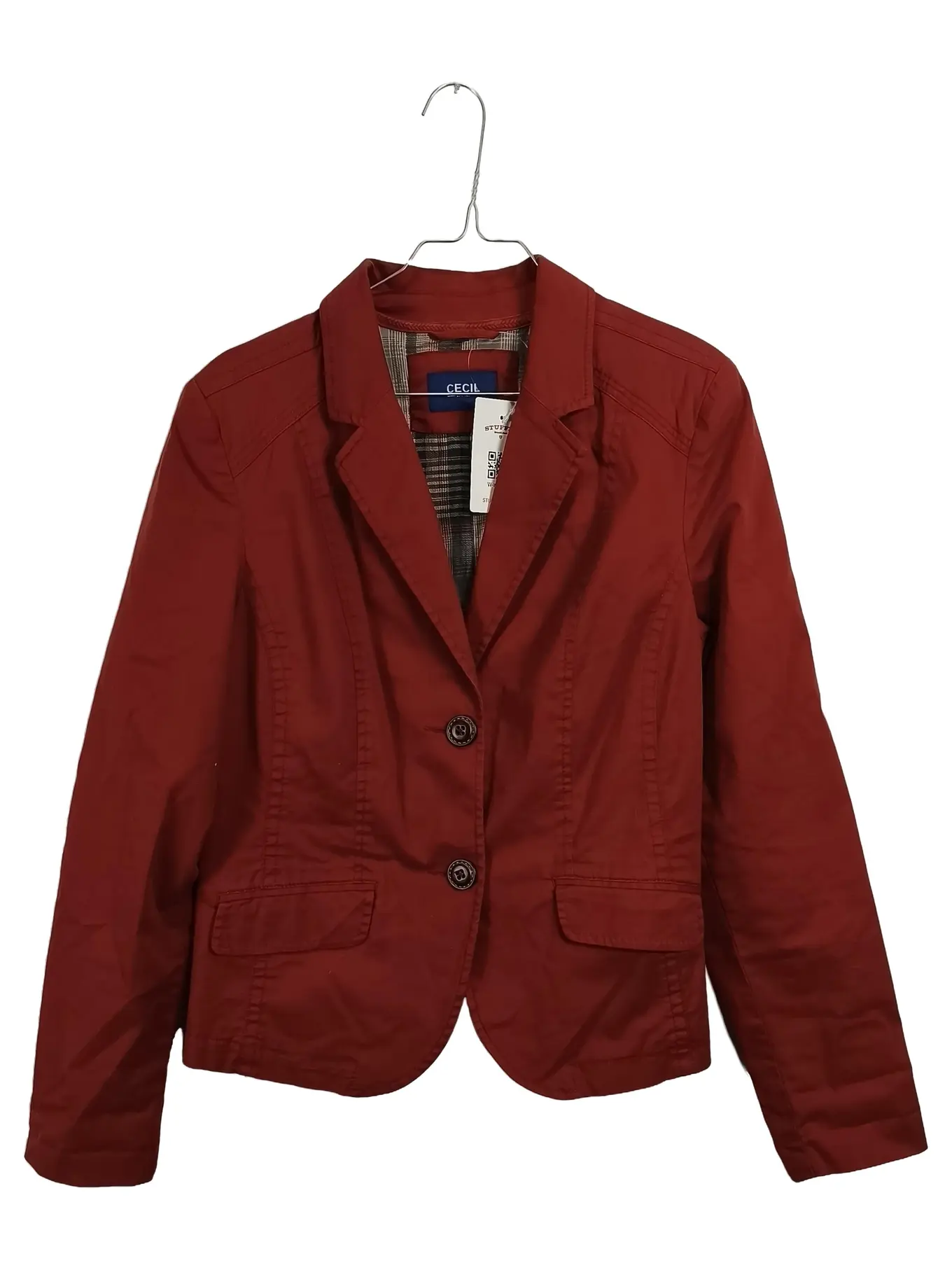 CECIL Damen Blazer Gr. 38/M Rot Baumwolle Langarm Casual Frühjahr Sommer
