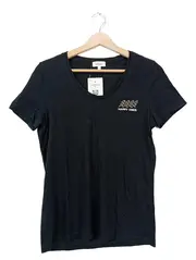 Vorschaubild 1 von Damen T-Shirt Happy Vibes Schwarz Gr. 40/L Casual Baumwolle