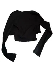 Vorschaubild 5 von Damen Bolero Strickjacke Langarm Cropped Schwarz Gr. XS