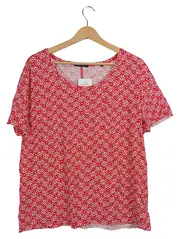 Vorschaubild 1 von Damen T-Shirt Gr. L rot weiß Blumenmuster Baumwolle