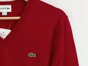 Vorschaubild 4 von Herren Pullover Wolle V-Ausschnitt Klassisch Rot Gr. XS