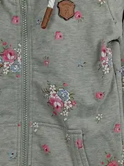 Vorschaubild 3 von Damen Sweatjacke Blumenmuster Gr. XS Grau Stehkragen