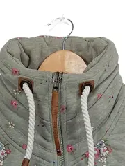 Vorschaubild 4 von Damen Sweatjacke Blumenmuster Gr. XS Grau Stehkragen