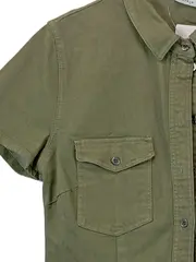 Vorschaubild 3 von Damen Hemdblusenkleid Gr. L Oliv Kurzarm Safari-Style