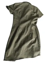 Vorschaubild 2 von Damen Hemdblusenkleid Gr. L Oliv Kurzarm Safari-Style