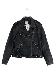 Vorschaubild 1 von Damen Jeansjacke Biker Stil Schwarz Gr. S 36 Denim