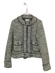 Vorschaubild 1 von Damen Tweed Blazer Bouclé Jacke Gr. S Grau Meliert Klassisch