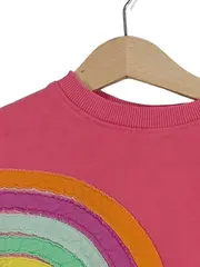 Vorschaubild 4 von Mädchen Pullover Gr. 92 Pink Regenbogen Blume Applikation