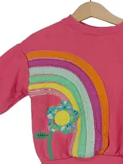 Vorschaubild 2 von Mädchen Pullover Gr. 92 Pink Regenbogen Blume Applikation