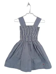 Vorschaubild 1 von Sommerkleid Damen Kariert Blau Gr. 34/XS Baumwolle Minikleid Gesmokt