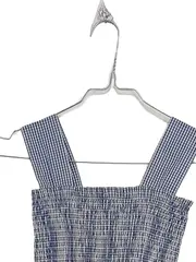 Vorschaubild 3 von Sommerkleid Damen Kariert Blau Gr. 34/XS Baumwolle Minikleid Gesmokt