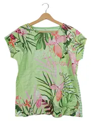 Vorschaubild 1 von Damen T-Shirt Gr. 40/L Grün Florales Muster Casual