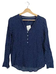 Vorschaubild 1 von Damen Bluse Langarm Blau Blumenmuster Gr. 36/S Viskose
