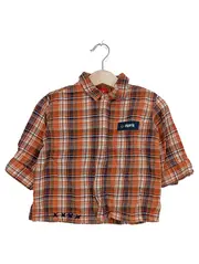 Vorschaubild 1 von Baby Freizeithemd kariert orange Langarm Baumwolle Gr. 80