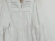 Vorschaubild 5 von Damen Bluse Langarm Weiß Spitze Baumwolle Gr. S 36
