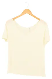 Vorschaubild 1 von Damen T-Shirt Gr. 32/XXS Beige Casual Basic V-Ausschnitt