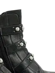Vorschaubild 2 von Tamaris Damen Stiefelette Schwarz Gr. 38 Perlen Nieten Biker Boots Leder
