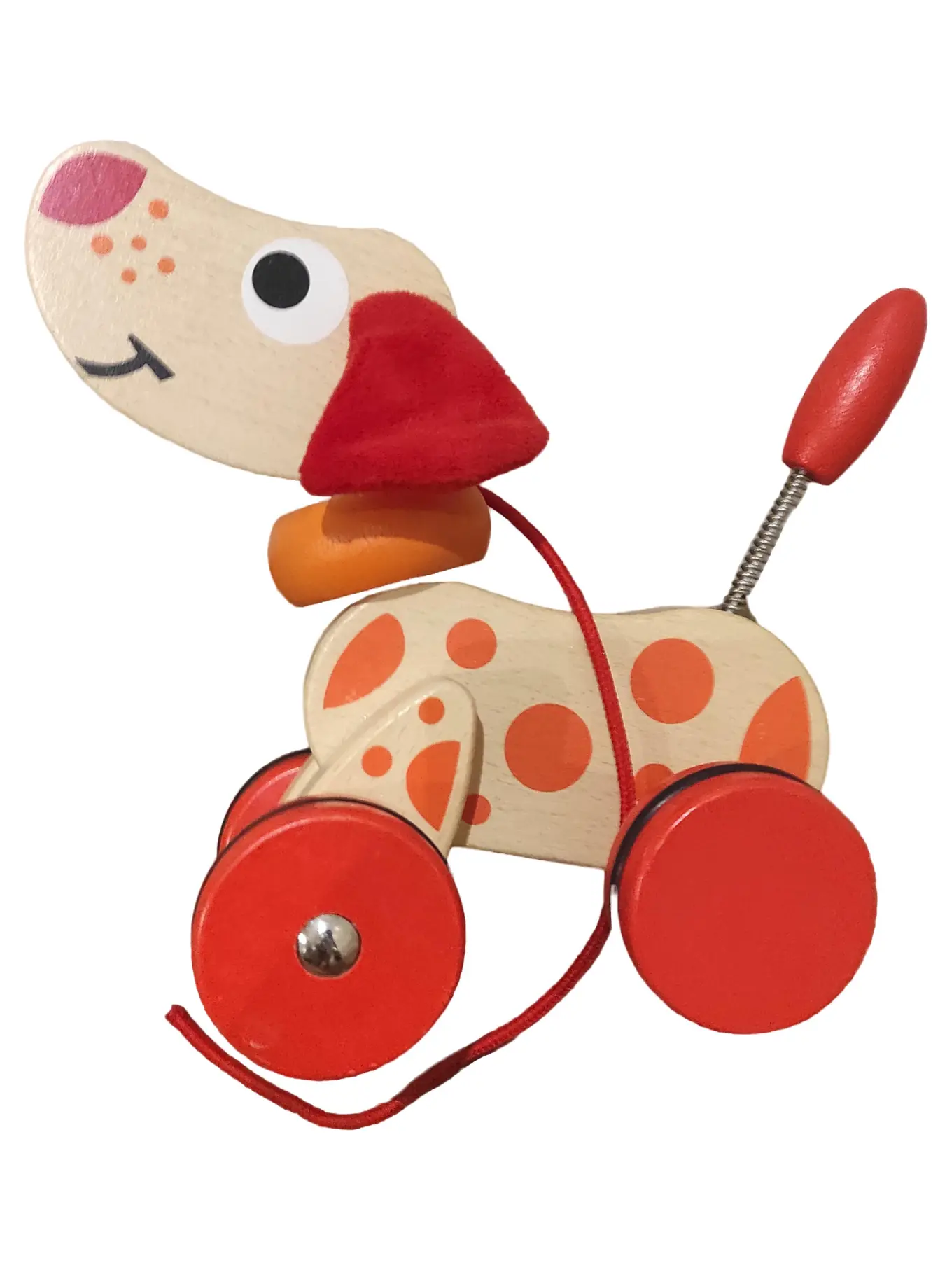 JOUÉCO Jouéco Holzhund Nachziehspielzeug mit Schnur Holz Mehrfarbig 14cm