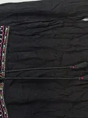 Vorschaubild 5 von Damen Bluse XS Schwarz Boho Stickerei Quasten Ethno Langarm