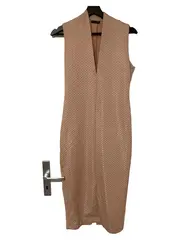 Vorschaubild 1 von Etuikleid Damen Beige Gr. 40/L Business Elegant Strukturmuster Midikleid