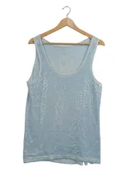 Vorschaubild 1 von Damen Top Gr. 38 M Blau Pailletten Glamourös Ärmellos