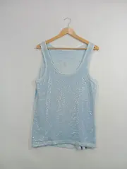 Vorschaubild 3 von Damen Top Gr. 38 M Blau Pailletten Glamourös Ärmellos