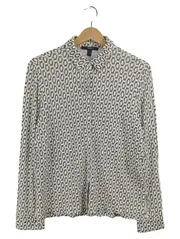 Vorschaubild 1 von Damen Bluse Weiß Geometrisch Gr. 36 S Viskose Langarm Business