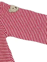 Vorschaubild 3 von Langarmshirt Gestreift Teddy Applikation Rot Weiß Gr. 128 Baumwolle