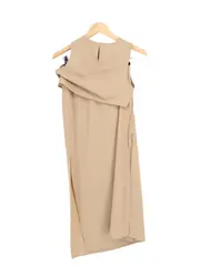 Vorschaubild 2 von Etuikleid Schlauchkleid Damen Beige Gr. 36 Elegant Raffungen Cut-Outs