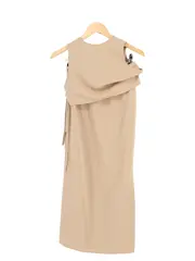 Vorschaubild 1 von Etuikleid Schlauchkleid Damen Beige Gr. 36 Elegant Raffungen Cut-Outs
