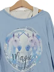Vorschaubild 2 von Mädchen Langarmshirt Einhorn Magic Gr. 134/140 Blau Pailletten