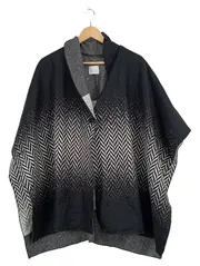 Vorschaubild 1 von Damen Poncho Schwarz Fischgrätenmuster One Size Strickmuster