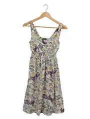 Vorschaubild 1 von Sommerkleid Damen Gr. 36 Schmetterling Muster Beige Trägerkleid